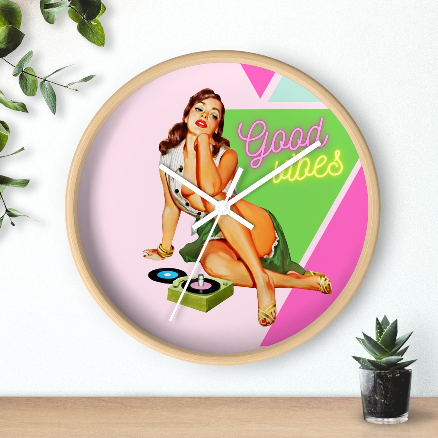 Good Vibes Wall Clock-Pink