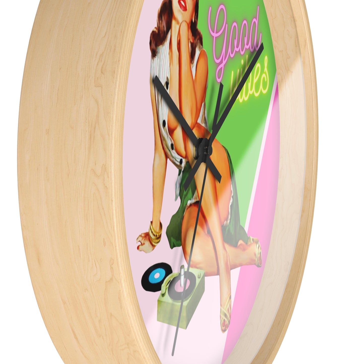 Good Vibes Wall Clock-Pink