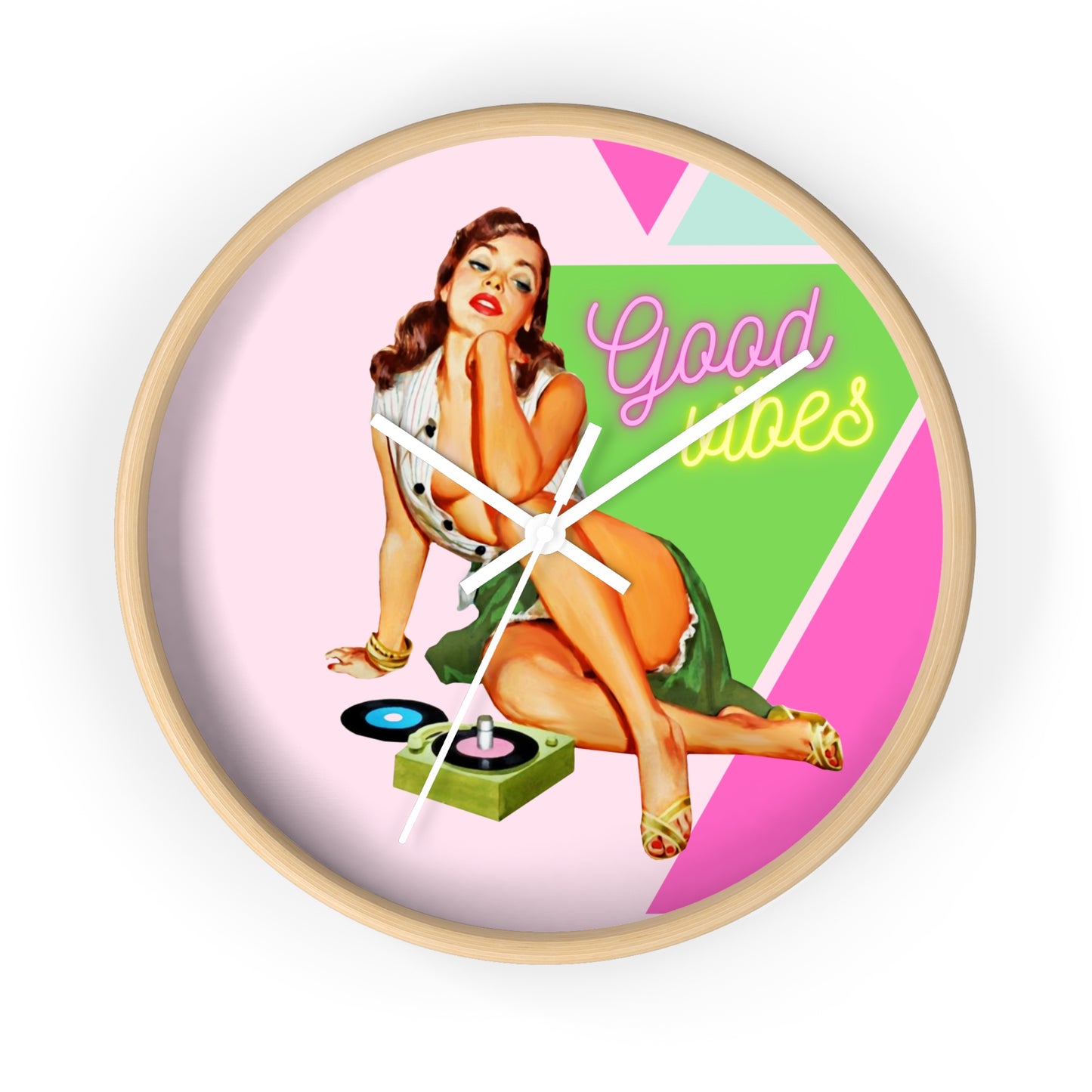 Good Vibes Wall Clock-Pink