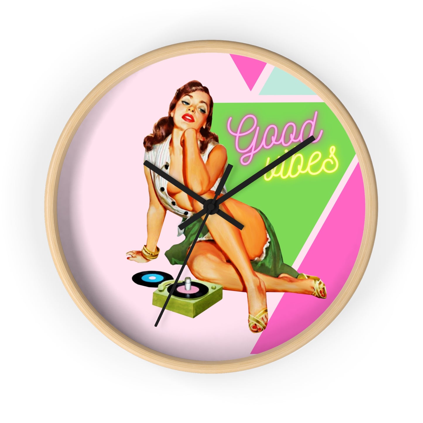 Good Vibes Wall Clock-Pink