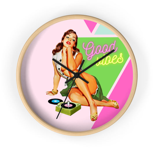 Good Vibes Wall Clock-Pink